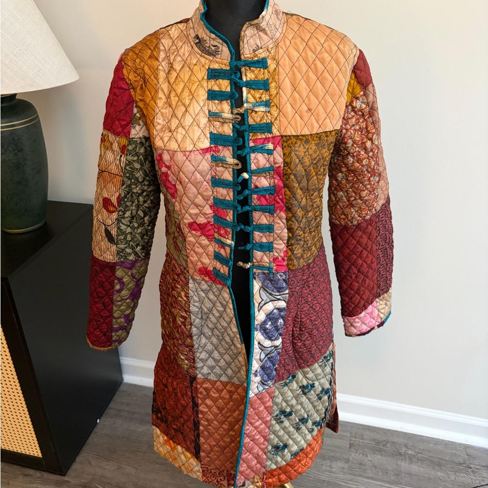 Sacred Threads Patchwork Quilted Longline Militar… - image 4